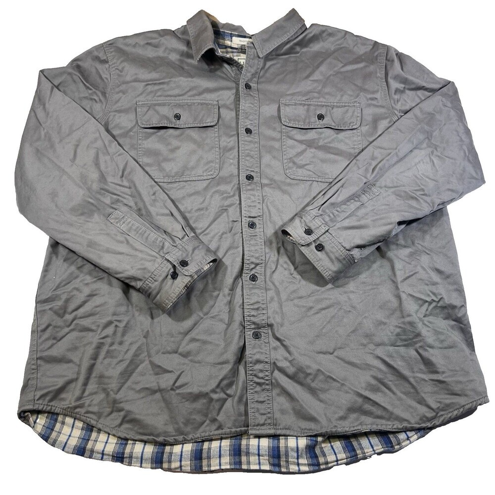 LL Bean Long Sleeve Flannel Lined Hurricane Shirt Utility Shacket Men's XXL